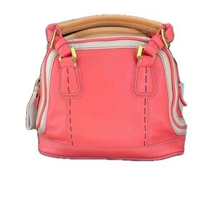 OrYANY Vintage Leather Handbag in Coral with Cream Accents. Like New Condition!